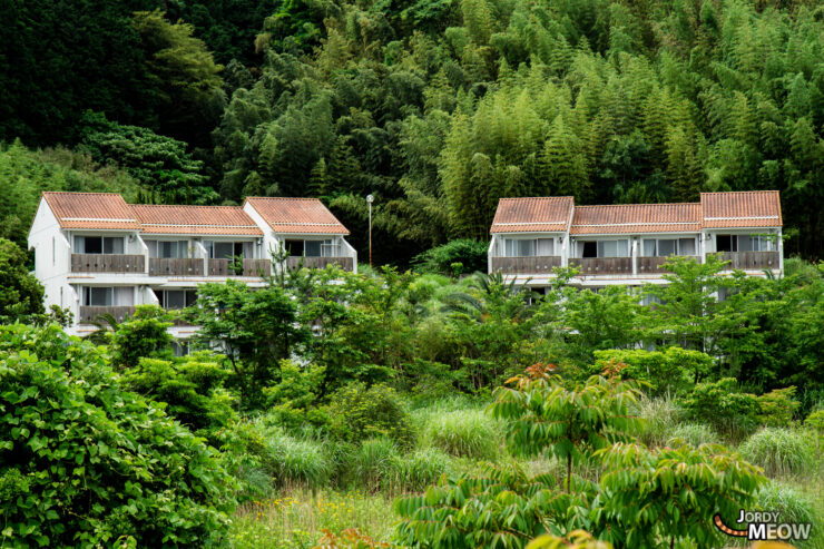 Decaying water park in Shizuoka, Japan reclaimed by nature - haunting reminder of past glory.