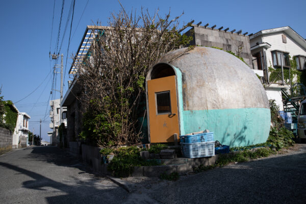 Colorful dome building in rural Niijima Village, Tokyo - a unique and charming scene.