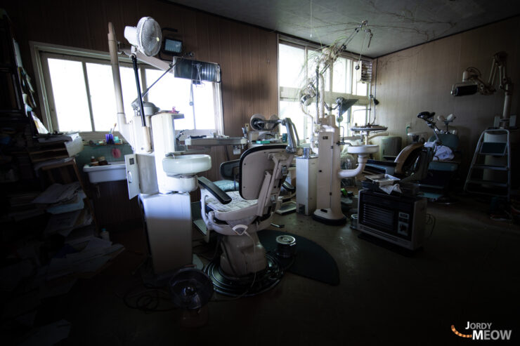 Haunting abandoned dental operatory frozen in time.