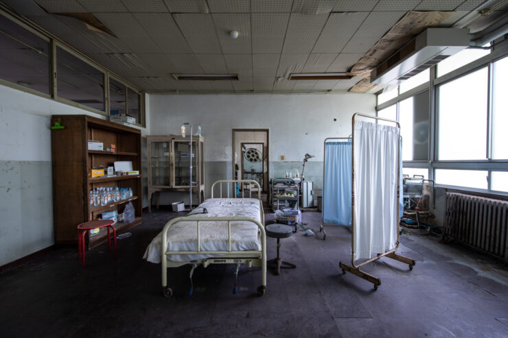Eerie abandoned hospital ward, Ikeshima island