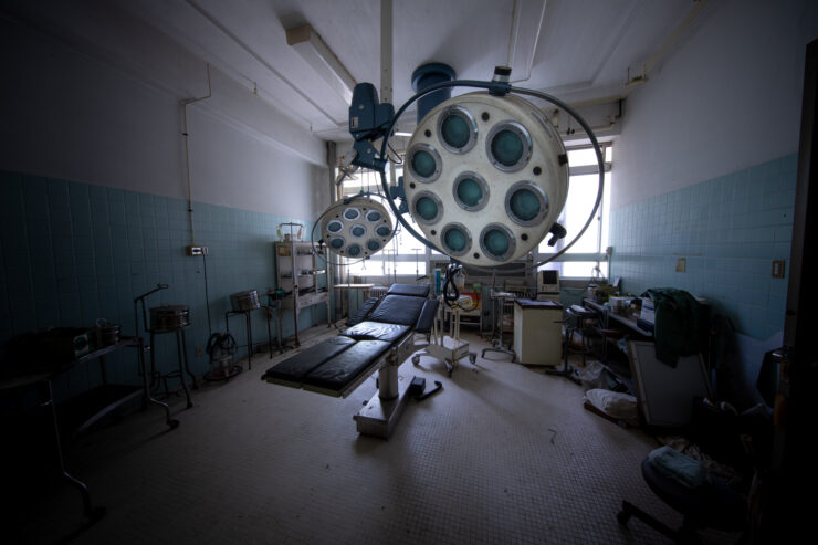 Chilling abandoned surgical room, Ikeshima Island.