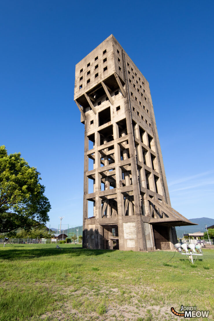 Abandoned Shime coal mine winding tower in Fukuoka.