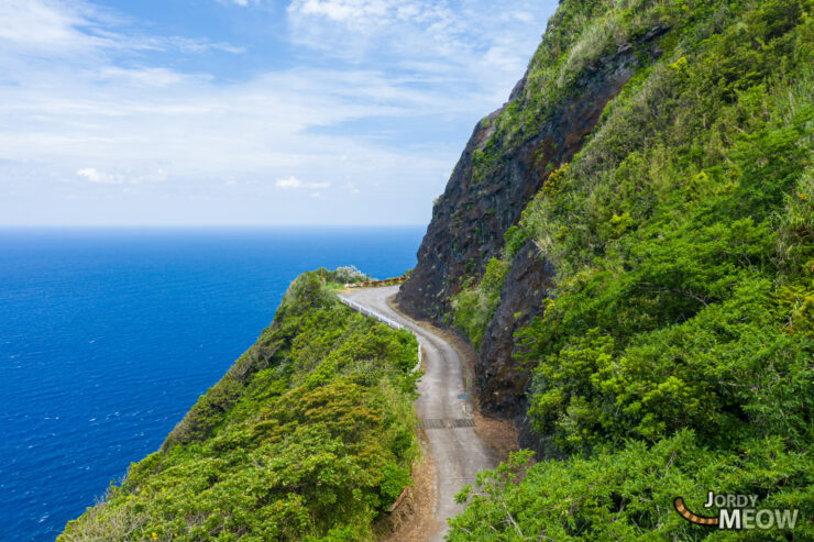 Exploring Aogashimas Cliff Road with Breathtaking Ocean Views