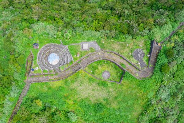 Lush volcanic crater island Aogashima, Japan