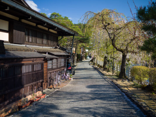 Tranquil Japanese riverside town scenery, Miyagawa River