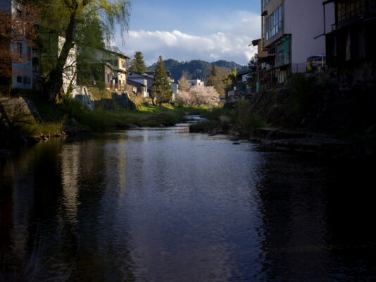 Tranquil Miyagawa River, scenic Japanese town charm