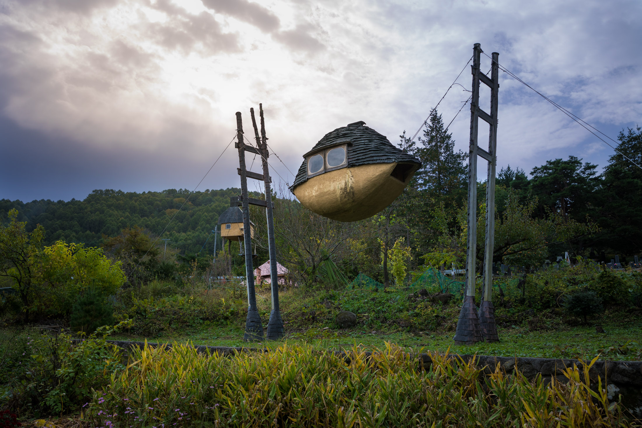 Suspended Whimsical Wooden Boat Sculpture