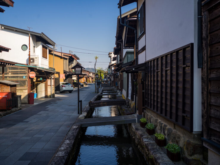 Quaint Japanese canal town street view