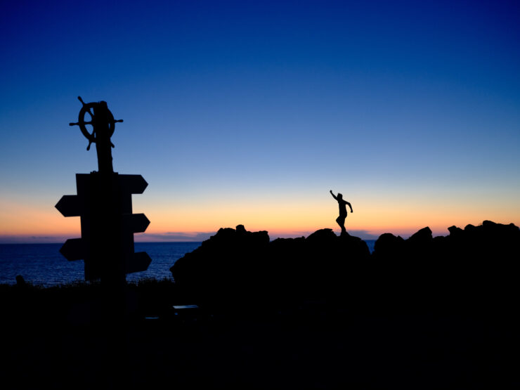 Rishiri Island silhouette sunset panorama Japan