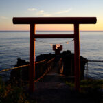 Tranquil Rishiri Torii Gate Sunset Reflection