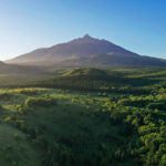 Rishiri Islands Volcanic Peak Aerial Panorama, Japan