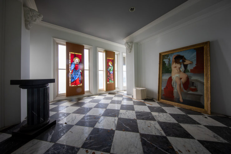 Marugen historic mansion interior, marble checkerboard floor
