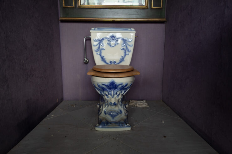 Ornate historic Japanese mansion toilet bowl