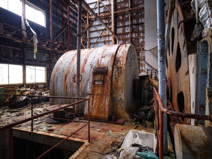 Decaying abandoned industrial interior, Ikeshima