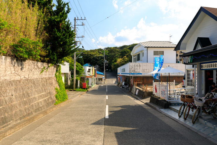 Tranquil Japanese island village street view