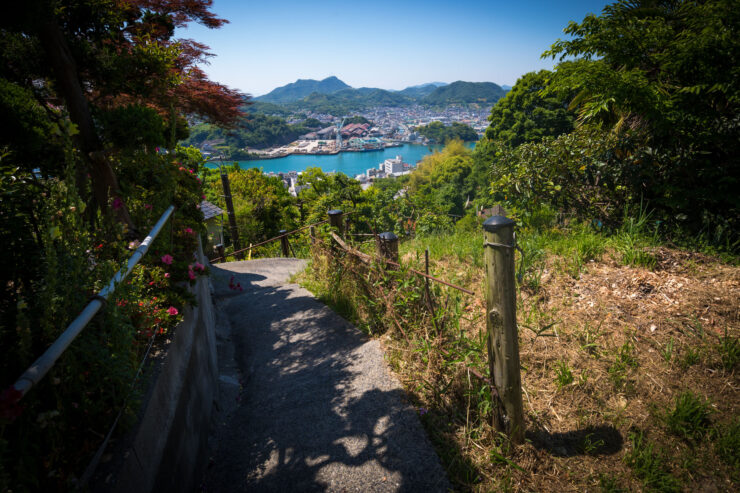 Scenic coastal trail in Onomichi, Japans literary town.