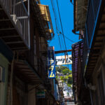 Winding Japanese alley in historic Onomichi town