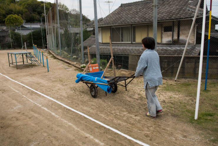 Traditional Japanese playground, rural island town.