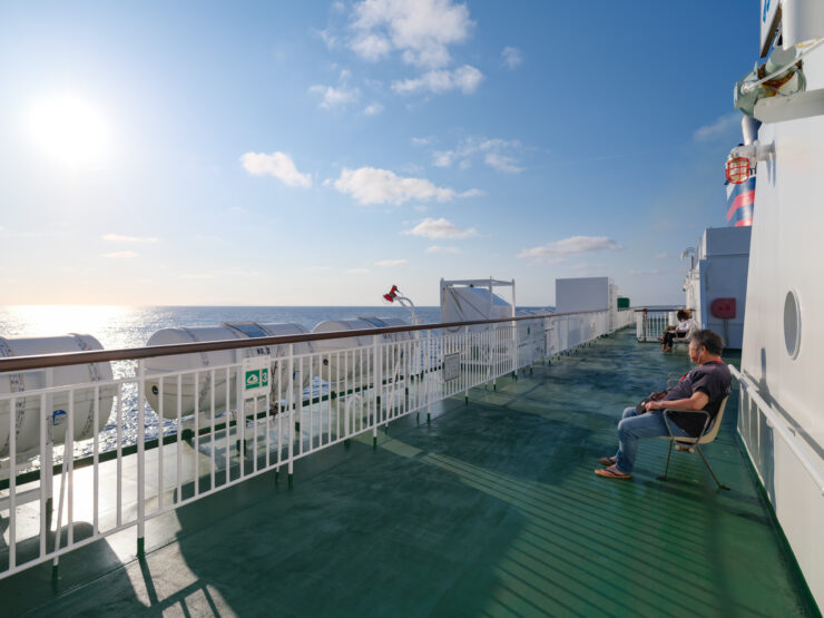 Serene luxury cruise ship deck