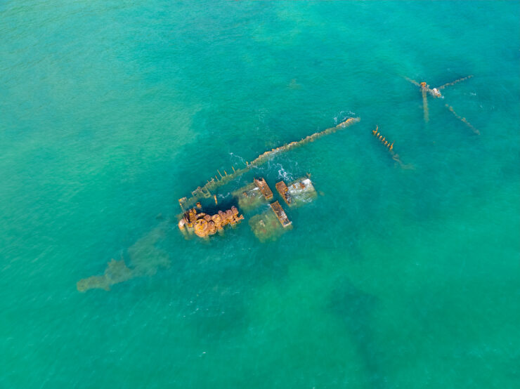 Shipwreck Aerial View Turquoise Waters