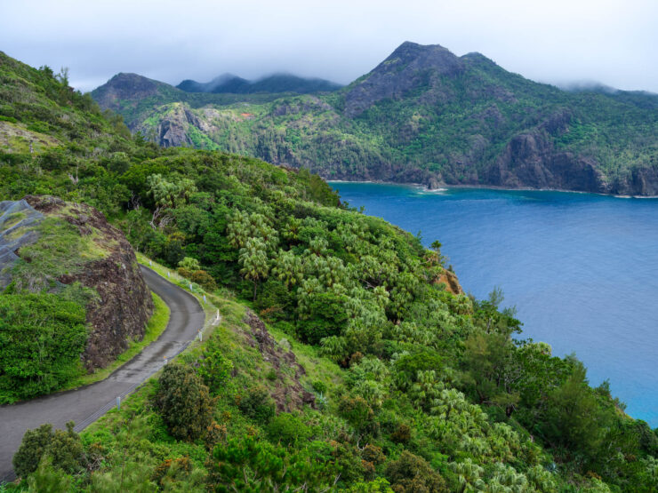 Lush Tropical Coastal Landscape Road Scenery