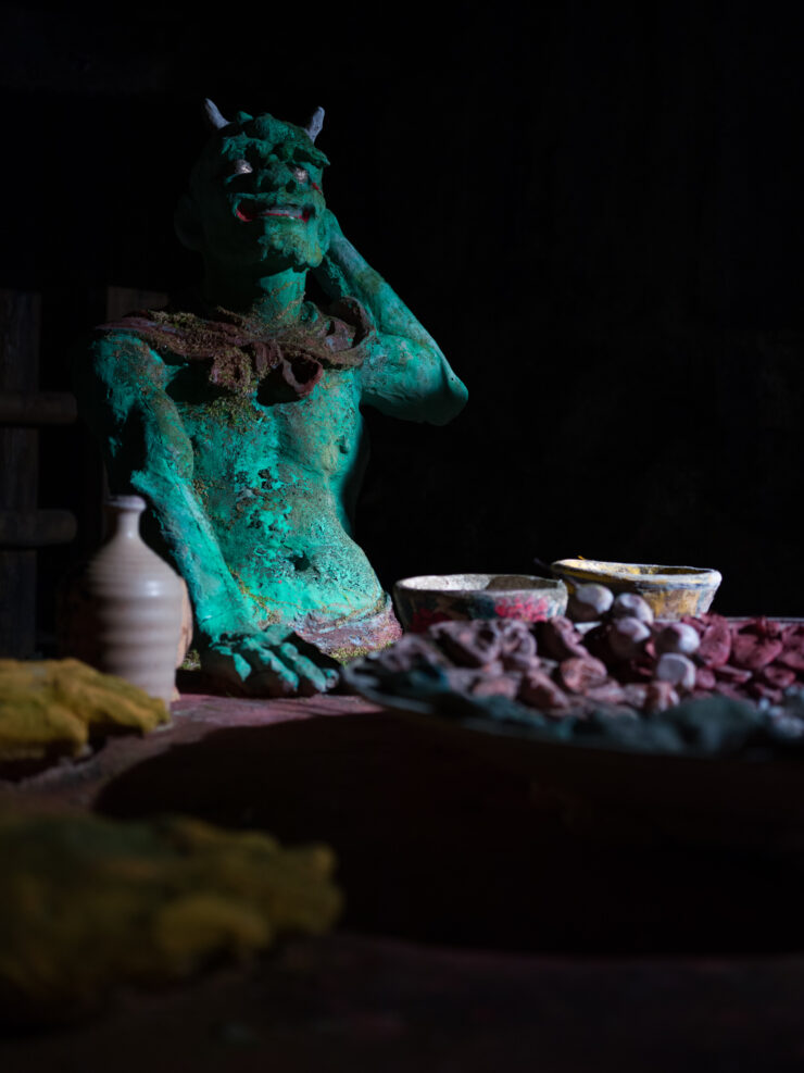 Surreal mythical sculpture quarry cave atelier