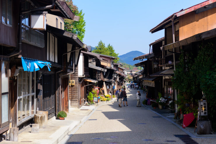 Traditional Japanese village street, Narai-juku.
