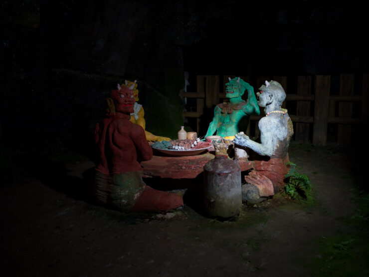 Yuma Tsugatas illuminated woodland sculpture exhibit