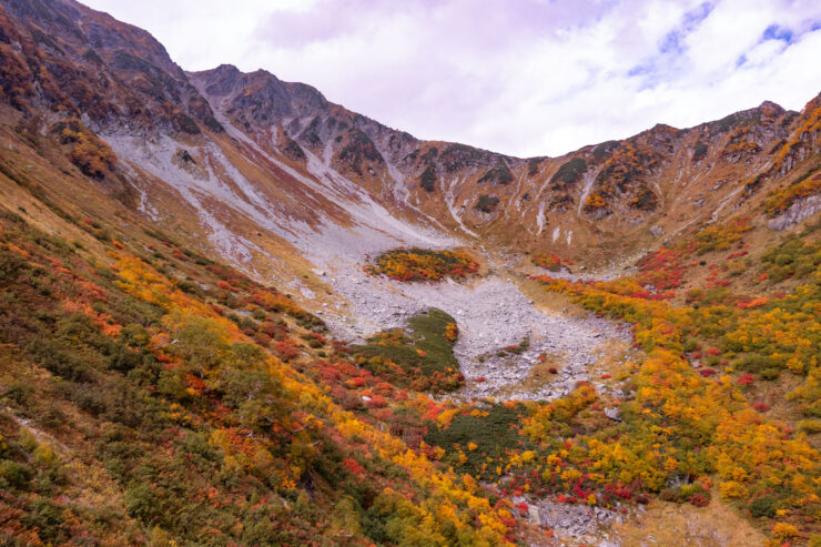 Vibrant autumn hike through colorful mountain valley