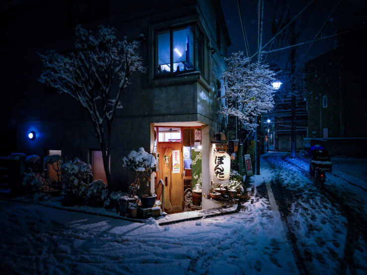 Cozy Japanese Village Winter Night