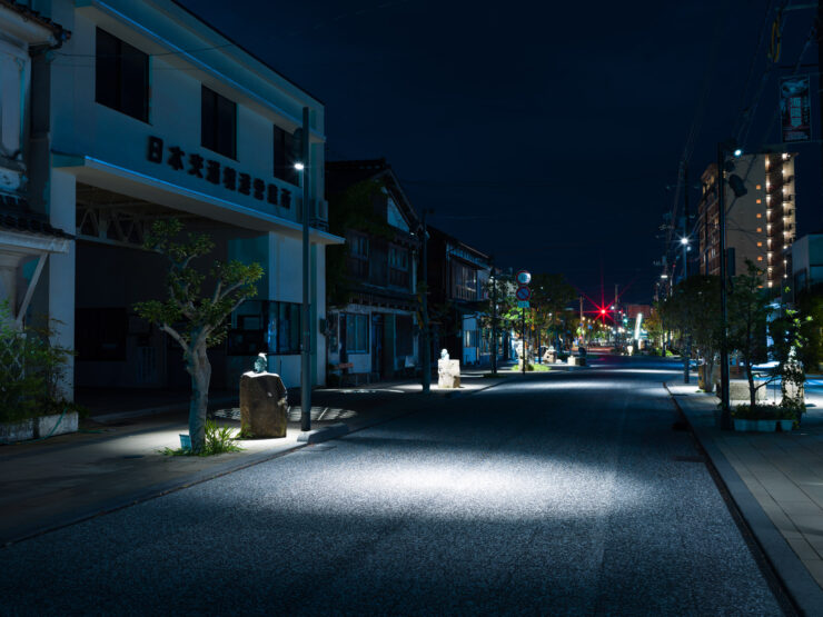 Enchanting Japanese town street at night