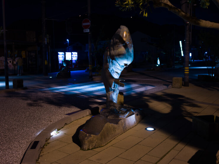 Illuminated Abstract Sculptures, Sakaiminato Streetscape