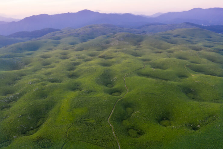 Lush Rolling Green Hills Landscape, Japan