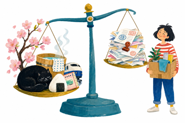 Pourquoi vivre au Japon, gouache Pop 60 : la balance penche du côté des joies