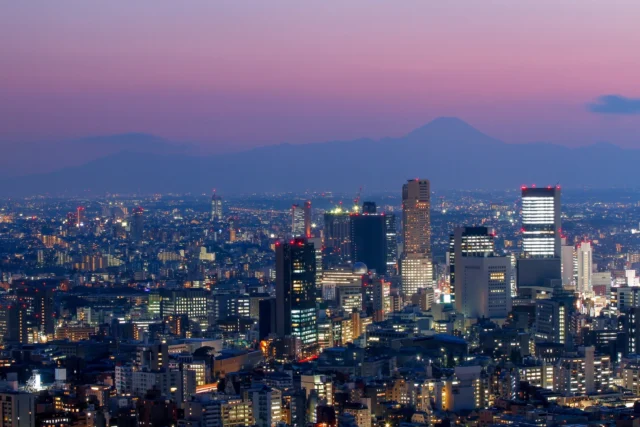 Witness Tokyo's dazzling evening skyline with Mount Fuji's silhouette gracing the horizon—a perfect blend of urban energy and natural beauty. 🌆🌸---富士山のシルエットが地平線を飾る、東京の華やかな夜景の眺め。都市のエネルギーと自然の美しさが見事に調和しています。🌆🌸---#TokyoNights #MountFuji #CityscapeLove #JapanViews #UrbanBeauty #OffbeatJapan #Japan